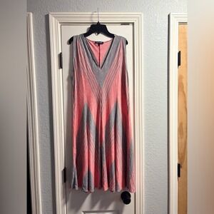 Max Edition Pink Gray Striped Sleeveless Dress Size L